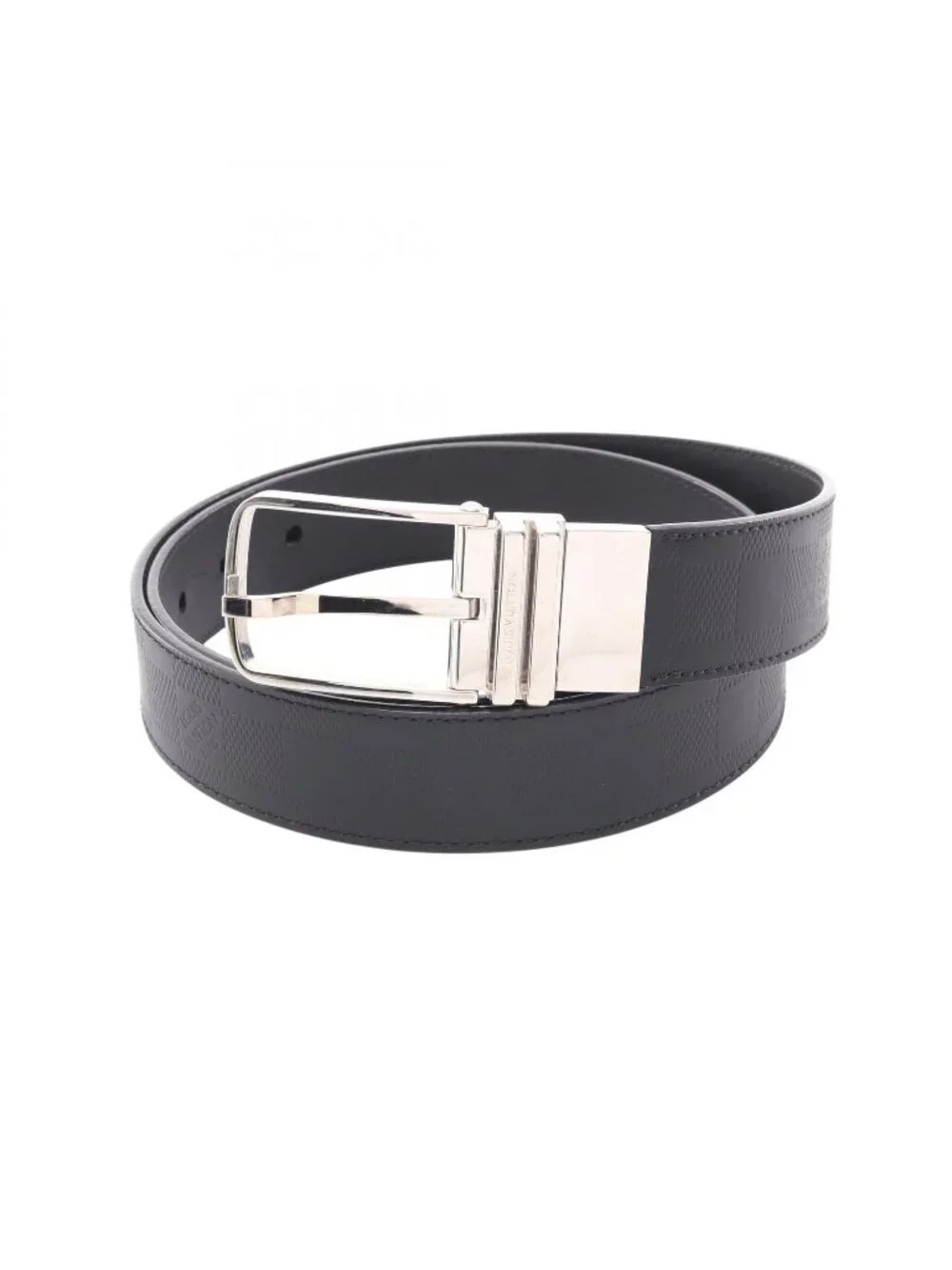 Louis Vuitton Belt Boston Damier Infini Onyx Silver Reversible Leather